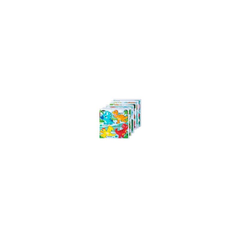 0457 *Tablero c/4 Rompecabezas de 3 Pcs. Grueso* (30×30 cm.) 6 Diferentes.