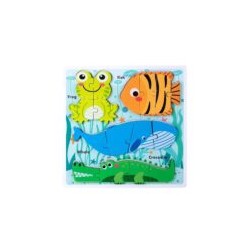 0457 *Tablero c/4 Rompecabezas de 3 Pcs. Grueso* (30×30 cm.) 6 Diferentes.