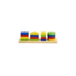 0484 *Apilador 4 Figuras Geométricas e/Línea de Madera* (21×5 cm.) 17 Pcs.