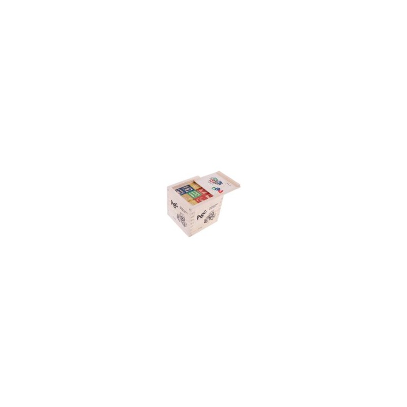 4237 *ABC Wood Blocks* (11×11 cm.) 27 Pcs. Dados de Madera c/Letras.