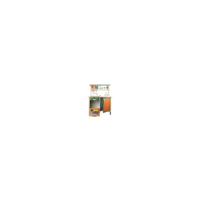 9242 *COCINA VERDE Y NARANJA d/Madera* (69.5×86 cm.) +8 Accesorios.